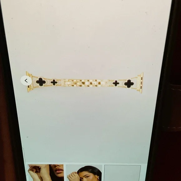 Gold and Black Clover Smartwatch Bracelet Watch Band - Picture 4 of 14